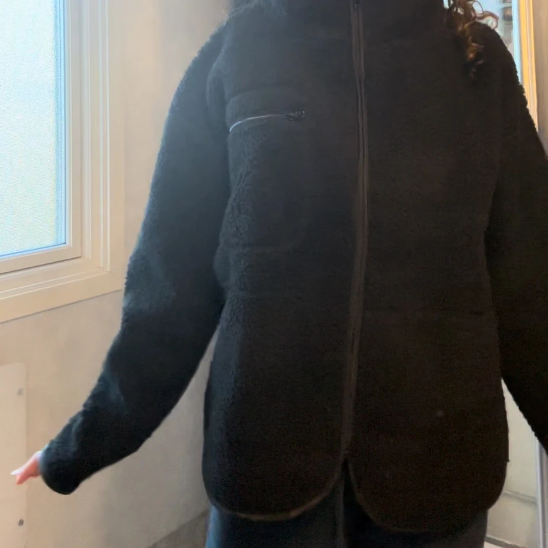 Svart Teddy jacka  - 90