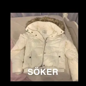 Jag söker en vit jacka med pälskrage gärna från abercrombie men funkar med andra märken också❤️ Storlek S-M kan tänka mig betala Max 500kr 