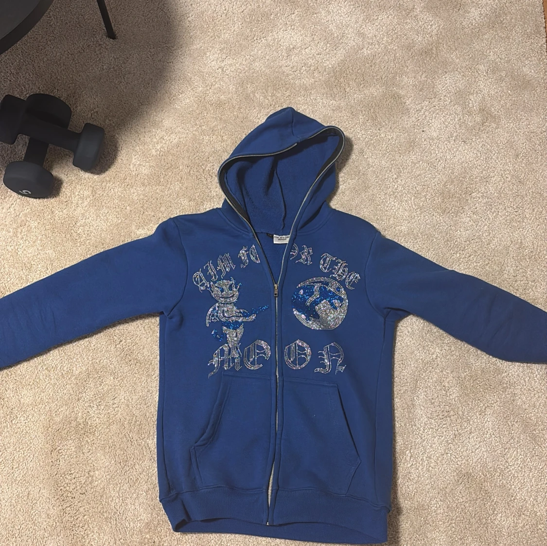 Blå aim for the moon zip hoodie