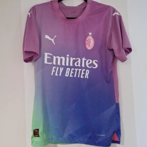 Lila och grön AC Milan fotbollströja från Puma - Ac milan tröja 23 24 lila är i bra skick och i storlek medium. Pris kan diskuteras!