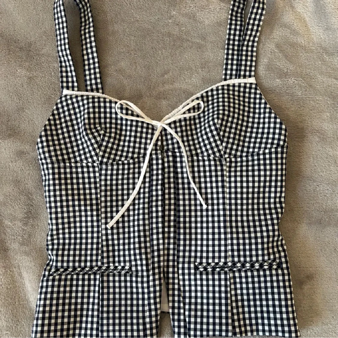 Svartvit rutig korsettopp - 1