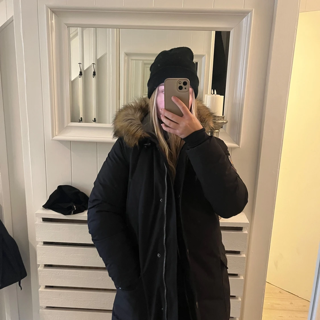 Svart parkajacka med päls från Berkeley - 92