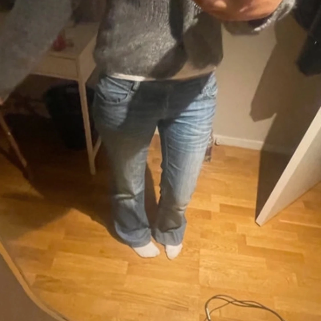 lågmidjade bootcut jeans - 91