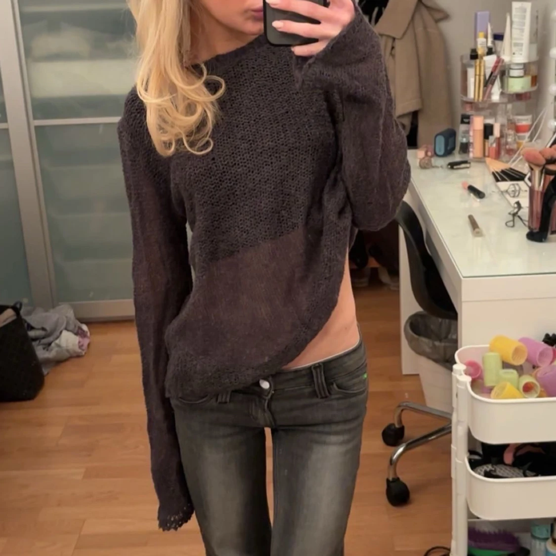 Mörkgrå stickad tröja - 93