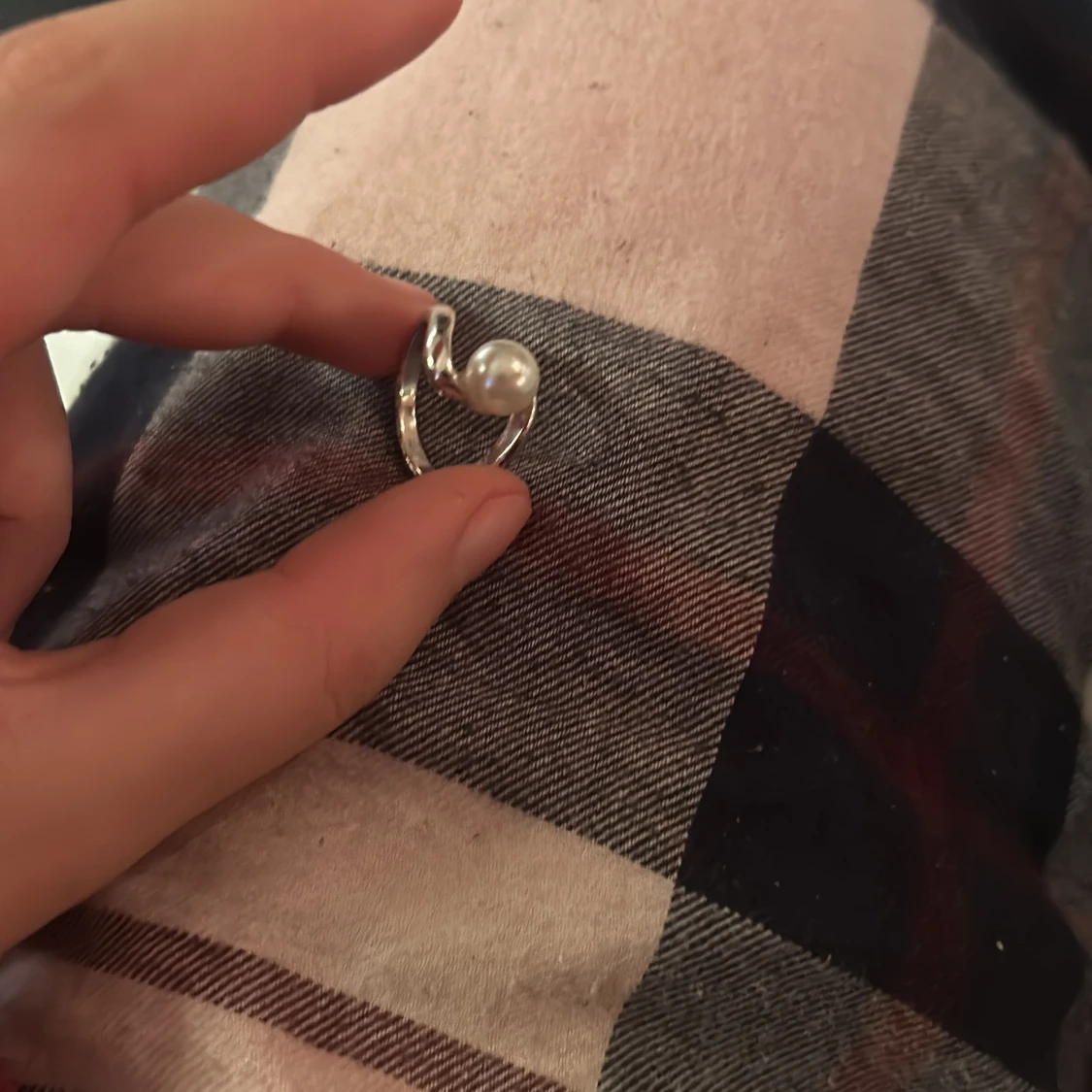 Silverring med pärla - 91