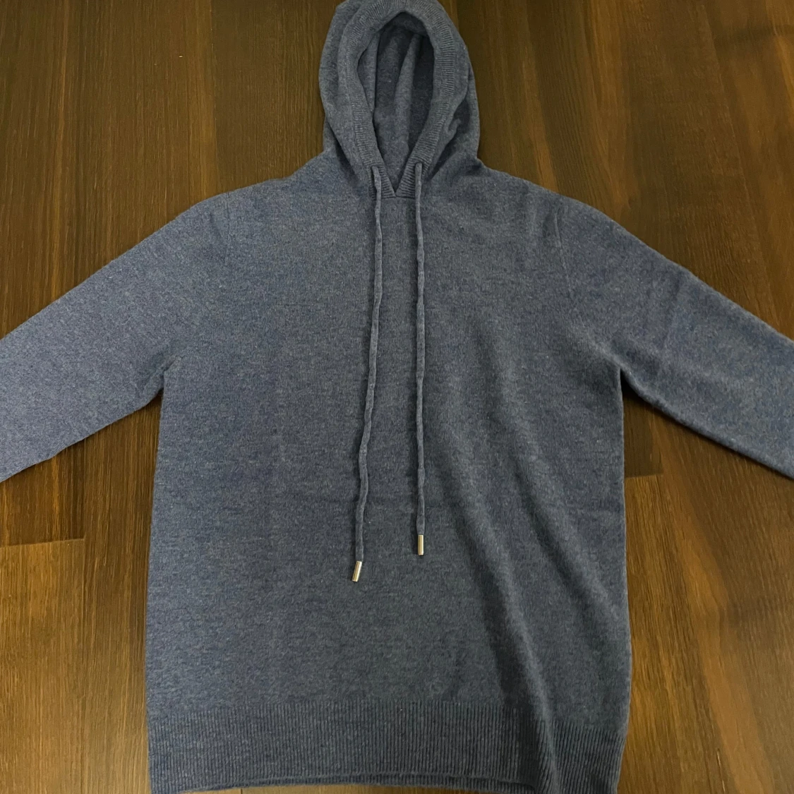 Blå Merinoull hoodie - 90