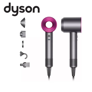 Dyson Supersonic hårfön - Säljer en Dyson Supersonic hårfön aldrig a använd i en stilren design med grå och rosa detaljer. Den kommer med flera munstycken för olika stylingbehov. Perfekt för snabb och effektiv hårtorkning med minimal värmeskada.