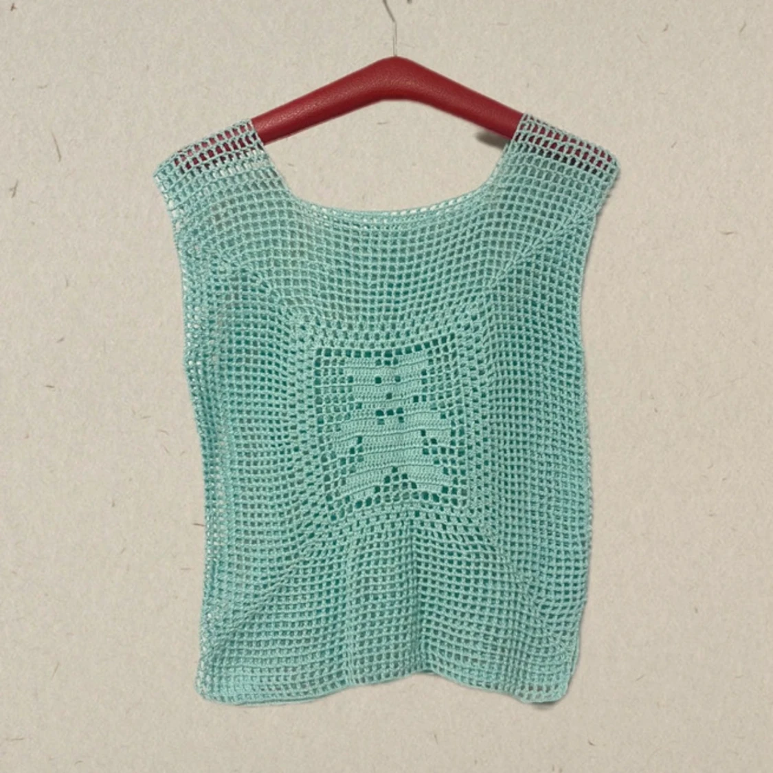 Teddibear ljusblå turkos virkad topp - 92