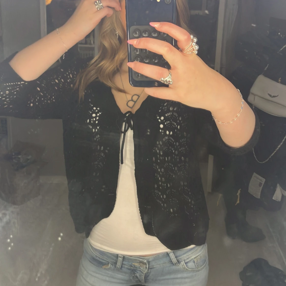 Svart spetskofta - 90