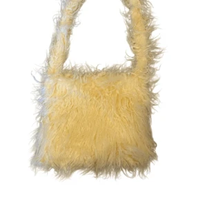 Faux Fur Cross Body Bag - Gul faux fur väska 