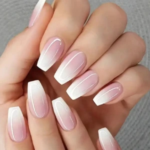 Lösnaglar Press on nails ombre - Nyvara!  En förpackning med 24 återanvändbara lösnaglar som fästes enkelt med medföljande geléklisterlappar. Det medföljer även en fil.  Naglarna är enkla att applicera och ta bort. Kan användas många gånger (klisterlappar går att köpa separat).