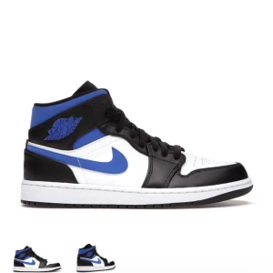 Nike Air Jordans 1 mid - Säljer mina Nike Jordans, helt äkta. Köpta för 2 år sen för 2400kr. De är väl använda, lite skitiga, undertill har de ett litet hål men inget som läggs märke till. Säljer för 400 men kan sänka pris, Tänker mer om någon vill ha ett par äkta skor oavsett ❤️