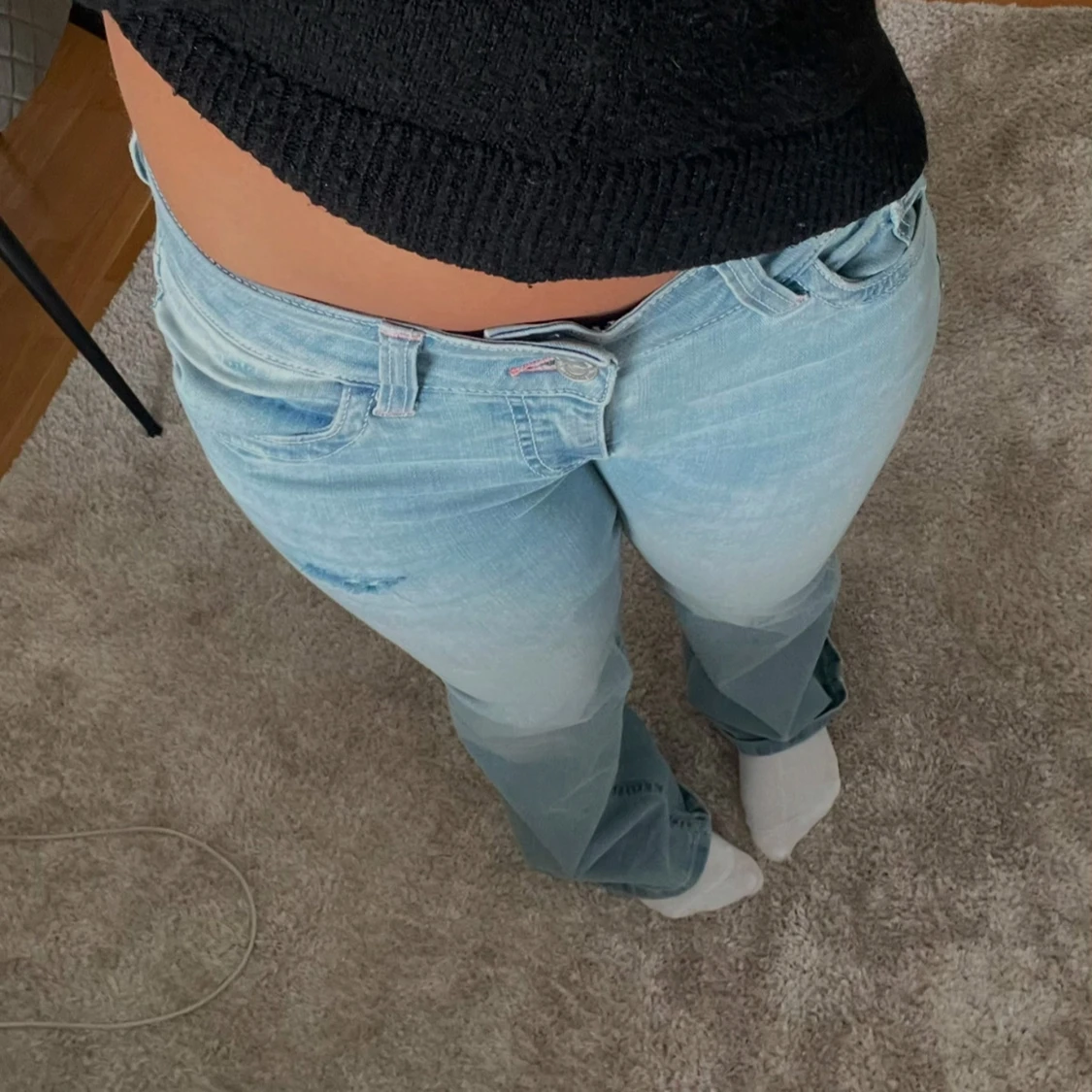 Ljusblå bootcut jeans - 2