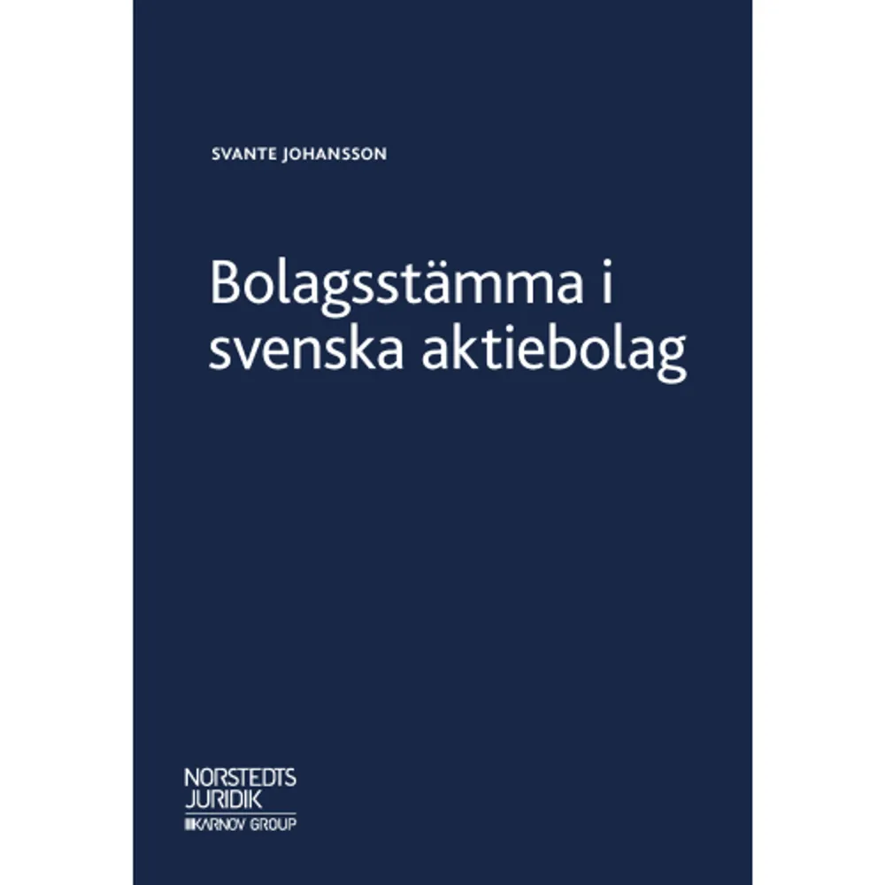 Bolagsstämma i svenska aktiebolag är uppföljaren till författarens doktorsavhandling Bolagsstämma, som utkom 1990. Under den tid som förflutit sedan dess har en hel del hunnit hända inom det område som numera kallas för corporate governance eller bolagsstyrning. En ny aktiebolagslag trädde i kraft den 1 januari 2006 och från lagstiftarens sida ser vi numera en tydlig betoning av vikten av en ändamålsenlig bolagsstyrning och en aktiv ägarfunktion i bolagen. I boken behandlas aktiebolagslagens regler avseende bolagsstämma. Utgångspunkten är privata aktiebolag med flera aktieägare, men även de speciella reglerna för publika aktiebolag och aktiemarknadsbolag behandlas. Boken följer en bolagsstämma tidsmässigt. Bland de ämnen som avhandlas i boken kan t.ex. nämnas reglerna om kallelse till bolagsstämma, konsekvenserna av en bristfällig, utebliven eller felaktig kallelse, vilka subjekt som har rätt att deltaga i en bolagsstämma, hur beslut på bolagsstämma fattas, riktlinjer för ersättning till ledande befattningshavare i aktiemarknadsbolag, aktieägarnas frågerätt vid bolagsstämma, protokollföring av bolagsstämmobeslut och klander av bolagsstämmobeslut. Bolagsstämma i svenska aktiebolag riktar sig till advokater verksamma inom aktiebolagsrättens område, till bolagsjurister och till andra som har ett intresse av aktiebolagsrätt och bolagsstyrning.    Format Häftad   Omfång 256 sidor   Språk Svenska   Förlag Norstedts Juridik AB   Utgivningsdatum 2018-01-09   ISBN 9789139020295  . Böcker.