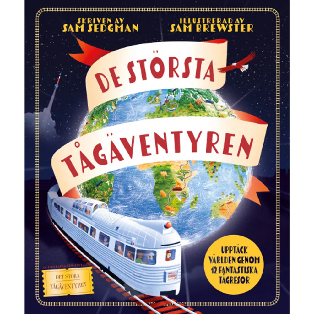Stig ombord och följ med på en resa över flera kontinenter med hjälp av några av världens mest fantastiska tåg. Lär dig mer om Eurostar, Orientexpressen och Ofotbanen, följ med på de vidsträckta savannerna i södra Afrika, fira in det nya året i Kina, se våra svenska skogar susa förbi och förbered dig på att få ta del av de allra största tågäventyren! Från författaren till serien Det stora tågäventyret kommer nu en faktabok utöver det vanliga med detaljerade, färgrika illustrationer av Sam Brewster. En bok för både den kunskapstörstande och tågfrälste. Format Inbunden Omfång 64 sidor Språk Svenska Förlag Opal Utgivningsdatum 2022-10-18 Medverkande Sam Brewster Medverkande Linn Steinum ISBN 9789172265806 . Böcker.