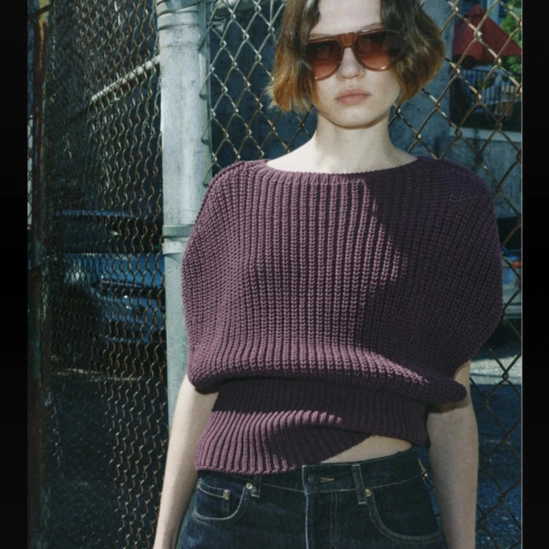 Vinröd  stickad topp