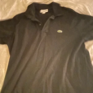 Svart pikétröja från Lacoste - Säljer en klassisk svart pikétröja från Lacoste. Den har en broderad logga på bröstet och är i bra skick. Perfekt för både vardag och lite finare tillfällen. Passar bra till jeans eller chinos!