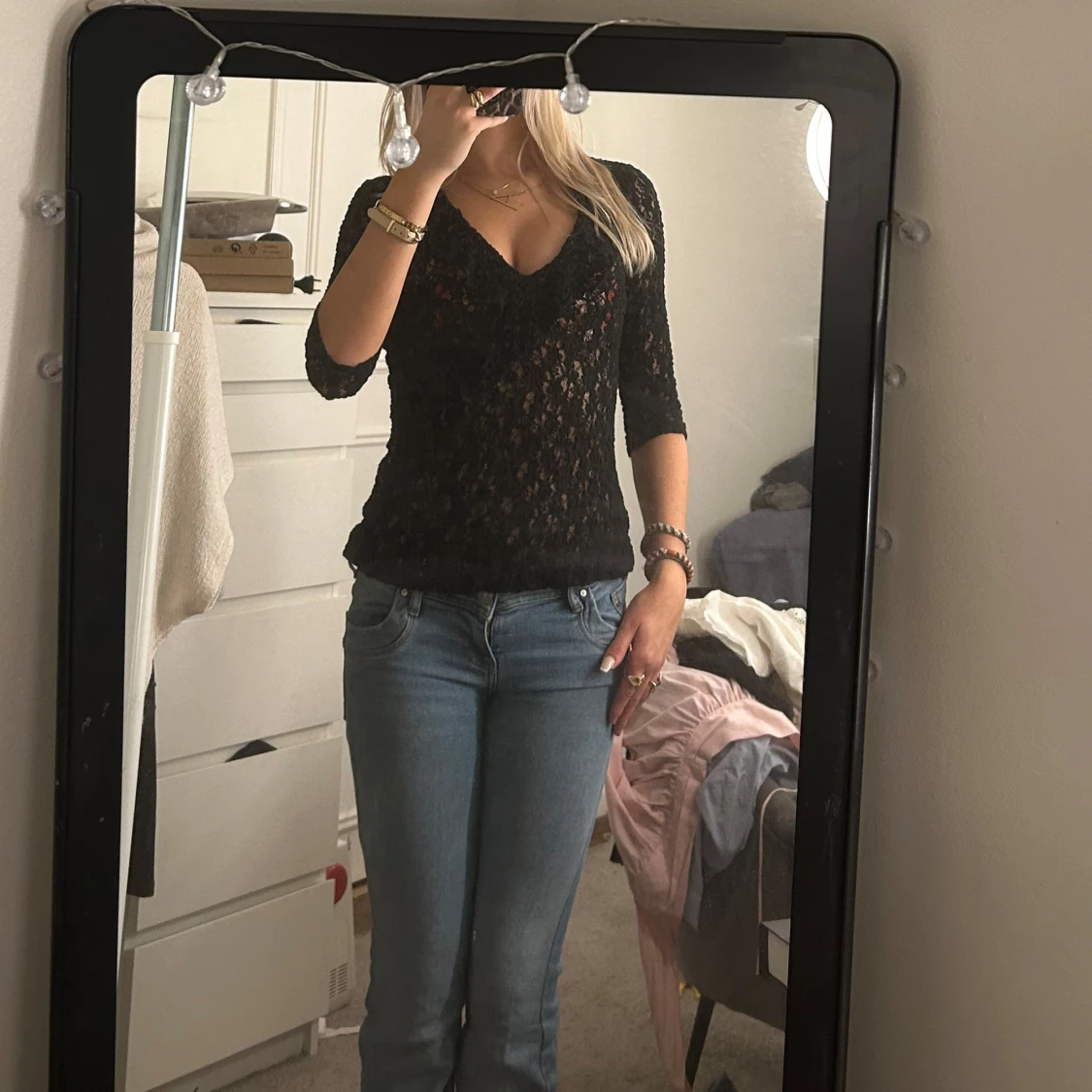 Svart spetsblus - 91