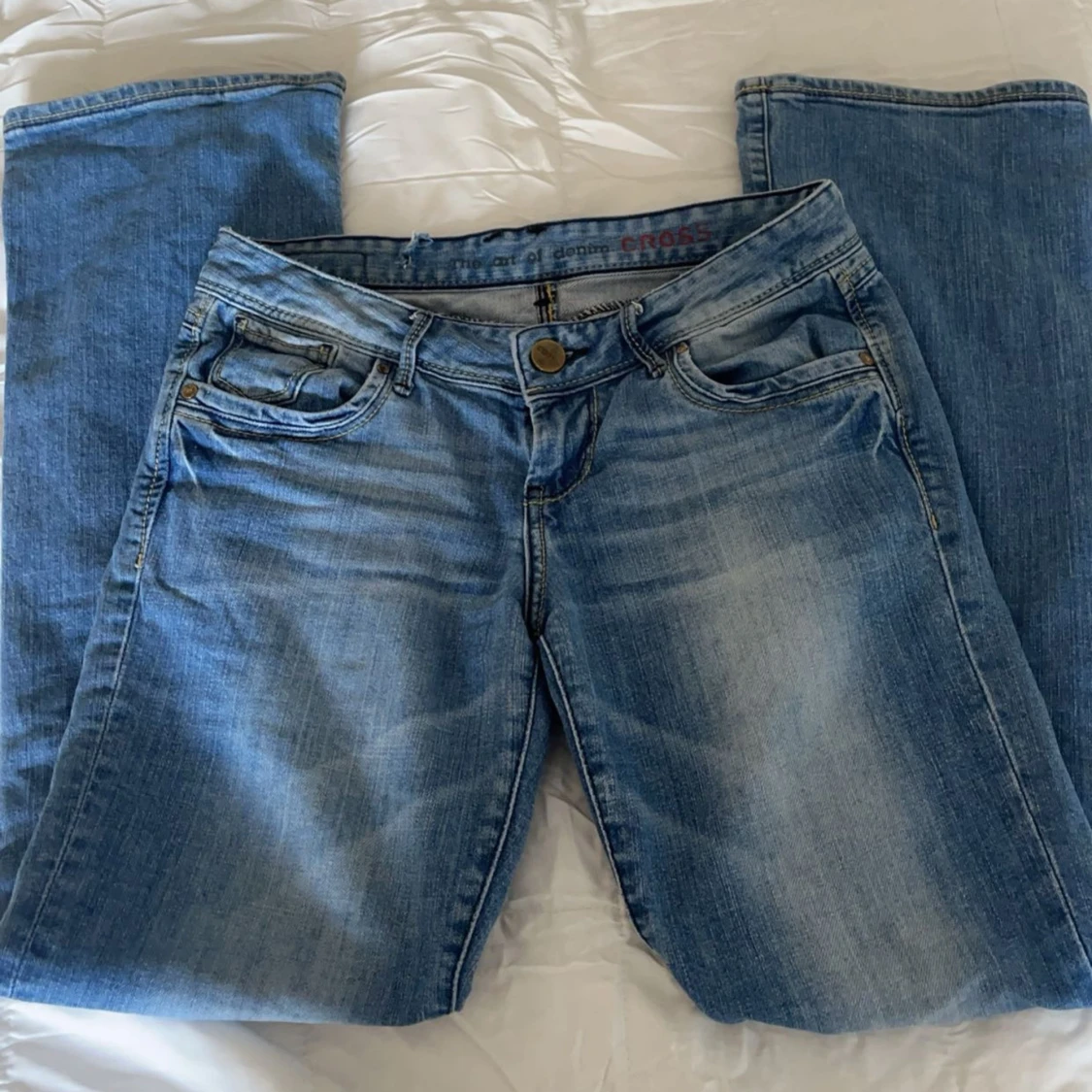 Blåa lågmidjade jeans - 90