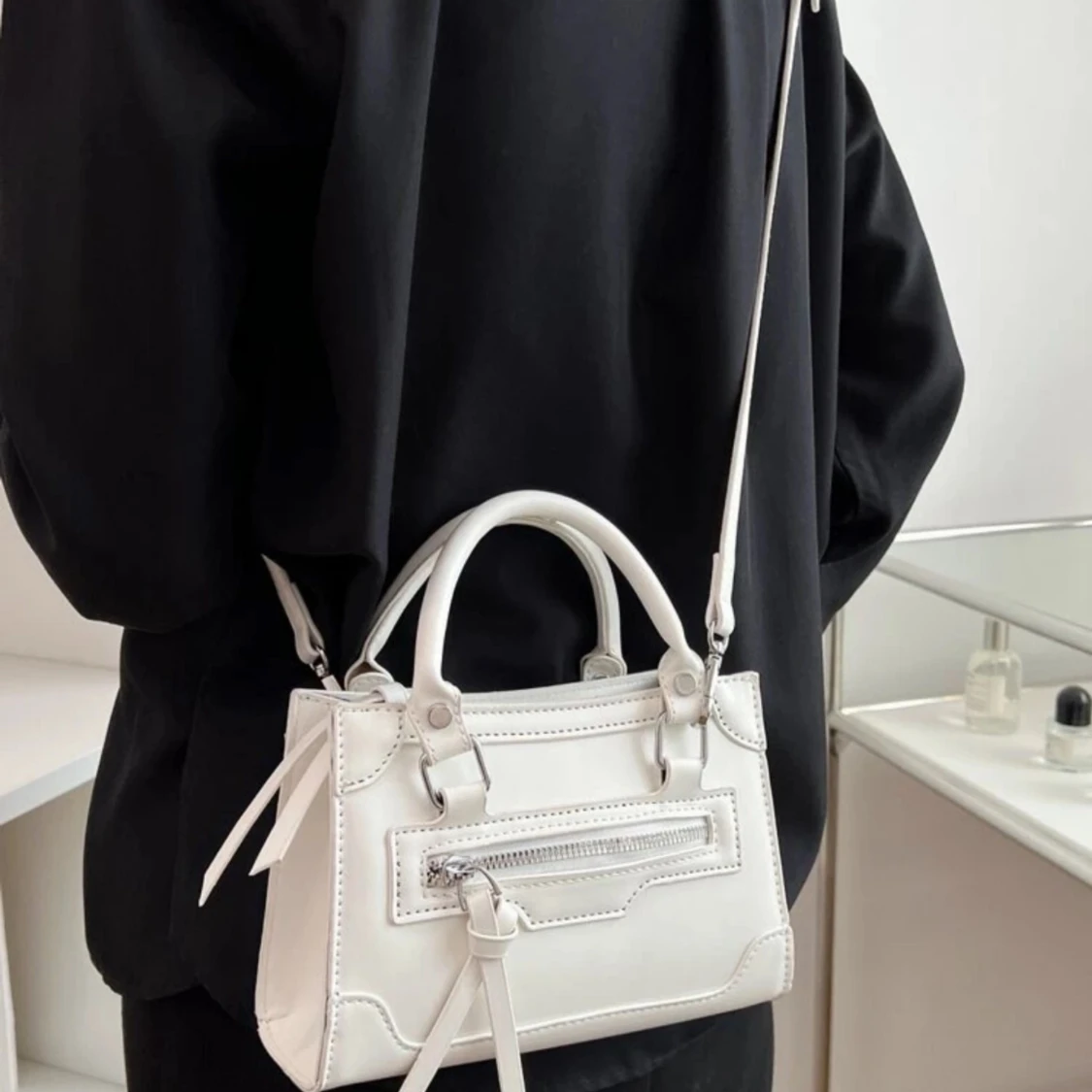 Jättefin vit väska - 90