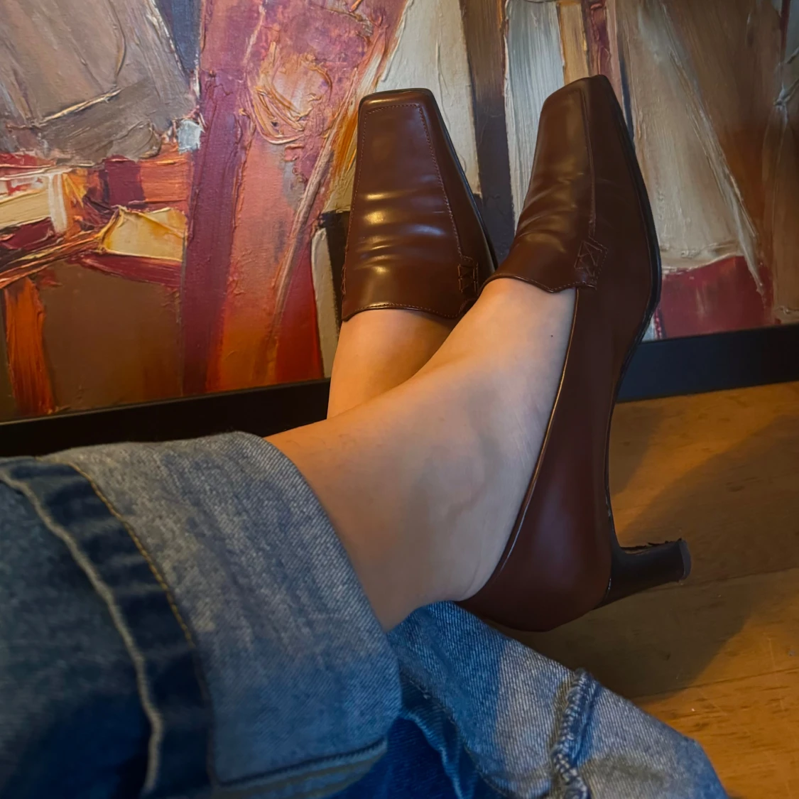 Bruna klackskor i skinn - 92