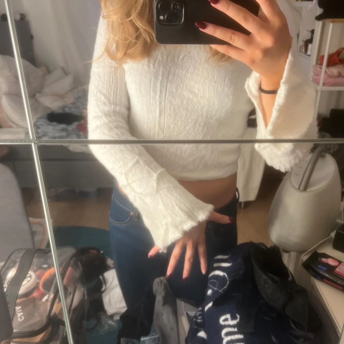 Vit croppad tröja - 91