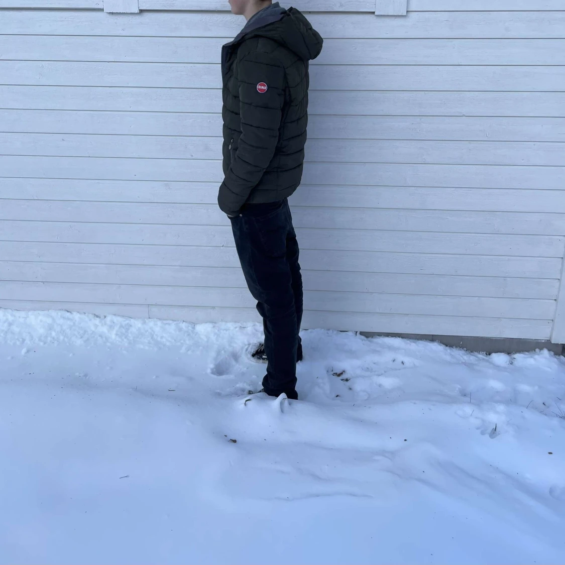 Grön pufferjacka med huva - 90