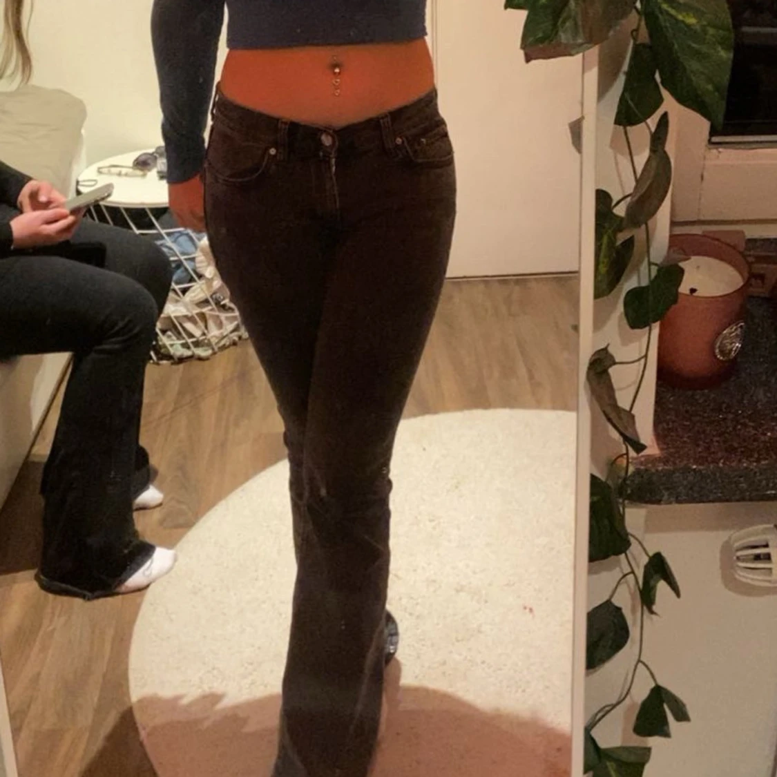 Lågmidjade svart/gråa jeans - 1