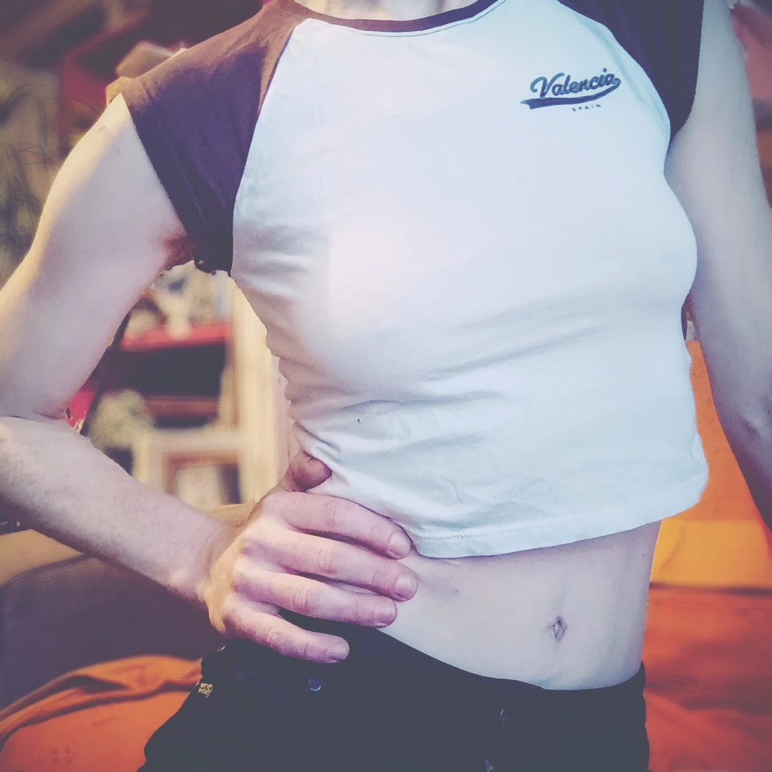 Vit och brun t-shirt med Valencia-tryck - 2