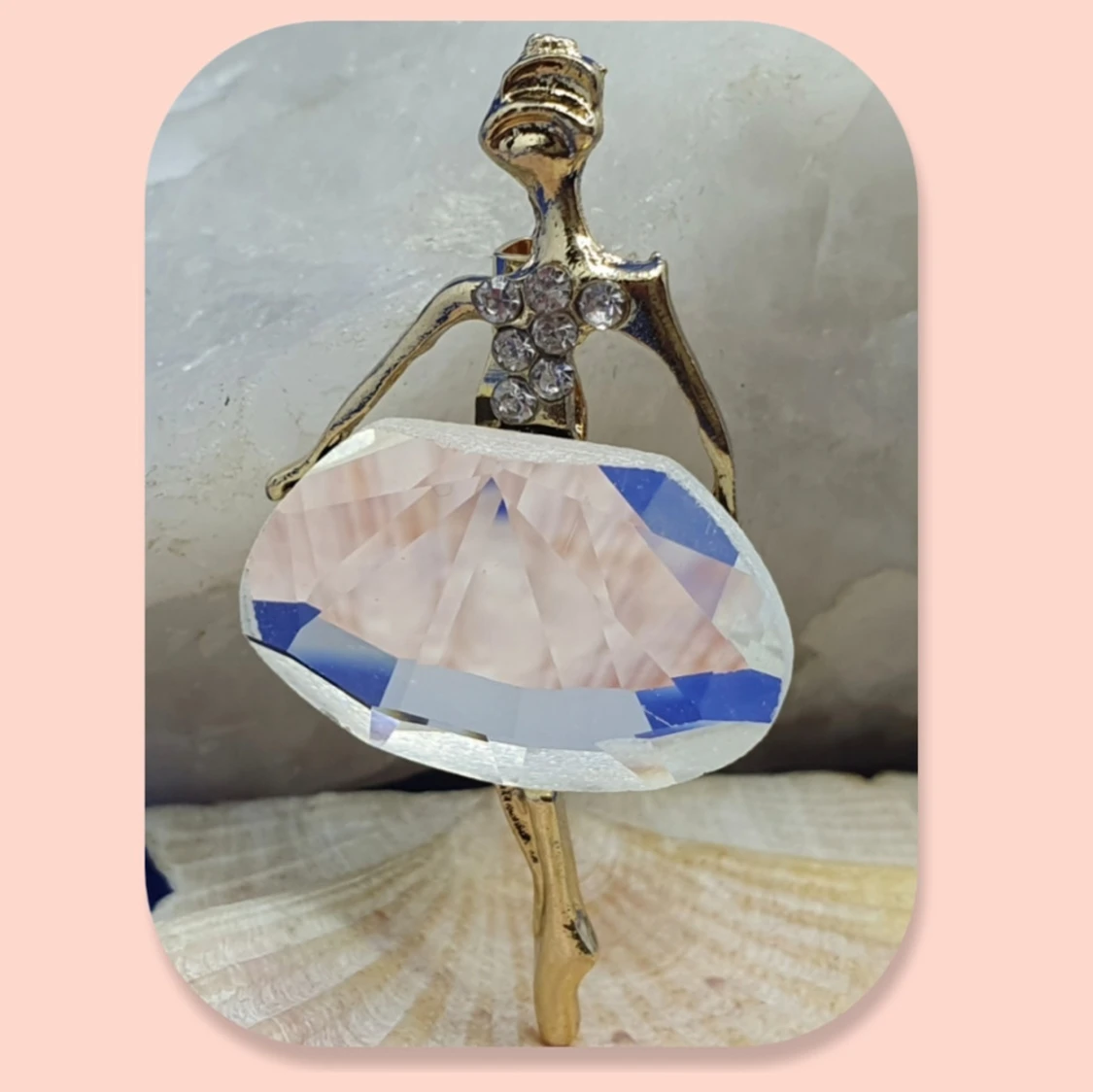 Brosch - Ballerina med transparent kristall - 90