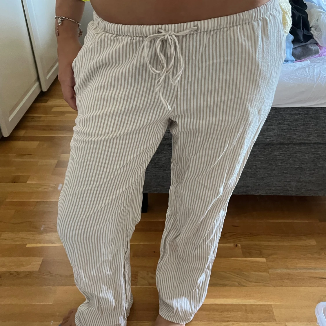 Vitbeigea linnebyxor🤍💛