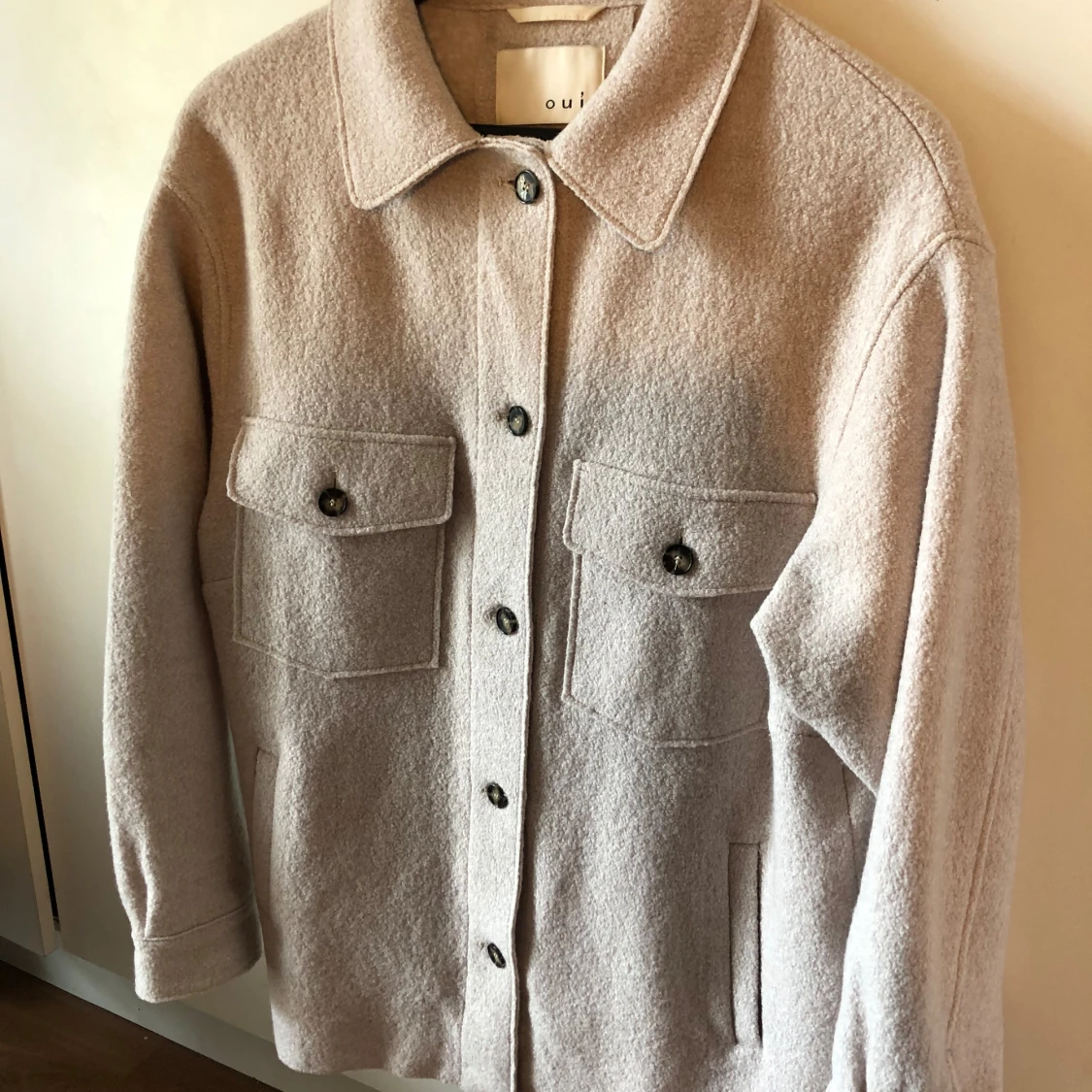 Beige Overshirt i ull från Oui, 40-42 - 91