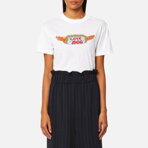 Ganni, T-shirt - T-shirt, GANNI. Stlk S, upplever den tts. Lite slapp i kragen, se bild. I övrigt hittar jag inget att anmärka på. 