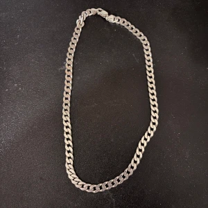 Silverfärgat halsband - Snyggt silverfärgat halsband med en klassisk kedjedesign. Perfekt för att ge en stilren touch till din outfit. Lätt att matcha med andra smycken. Köpt för 1798kr
