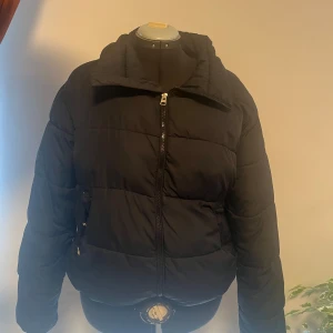 Svart pufferjacka från 157 - Säljer en svart pufferjacka från 157 med dragkedja framtill. Jackan har en hög krage och långa ärmar, perfekt för kyligare dagar. Den är stilren och enkel att matcha med olika outfits. Passar bra för både höst och vinter. Säljer för den inte är min storlek. (pris går att diskutera)