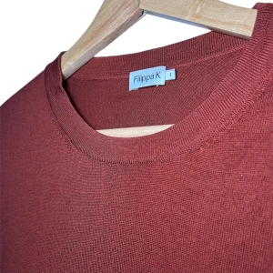 Merinoulltröja från Filippa K - Säljer en superfin rostfärgad tröja från Filippa K i 100% merinoull. Den är långärmad och har en rund halsringning, perfekt för höst och vinter. Tröjan är i nyskick och känns både lyxig och bekväm. Passar perfekt för både vardag och fest!