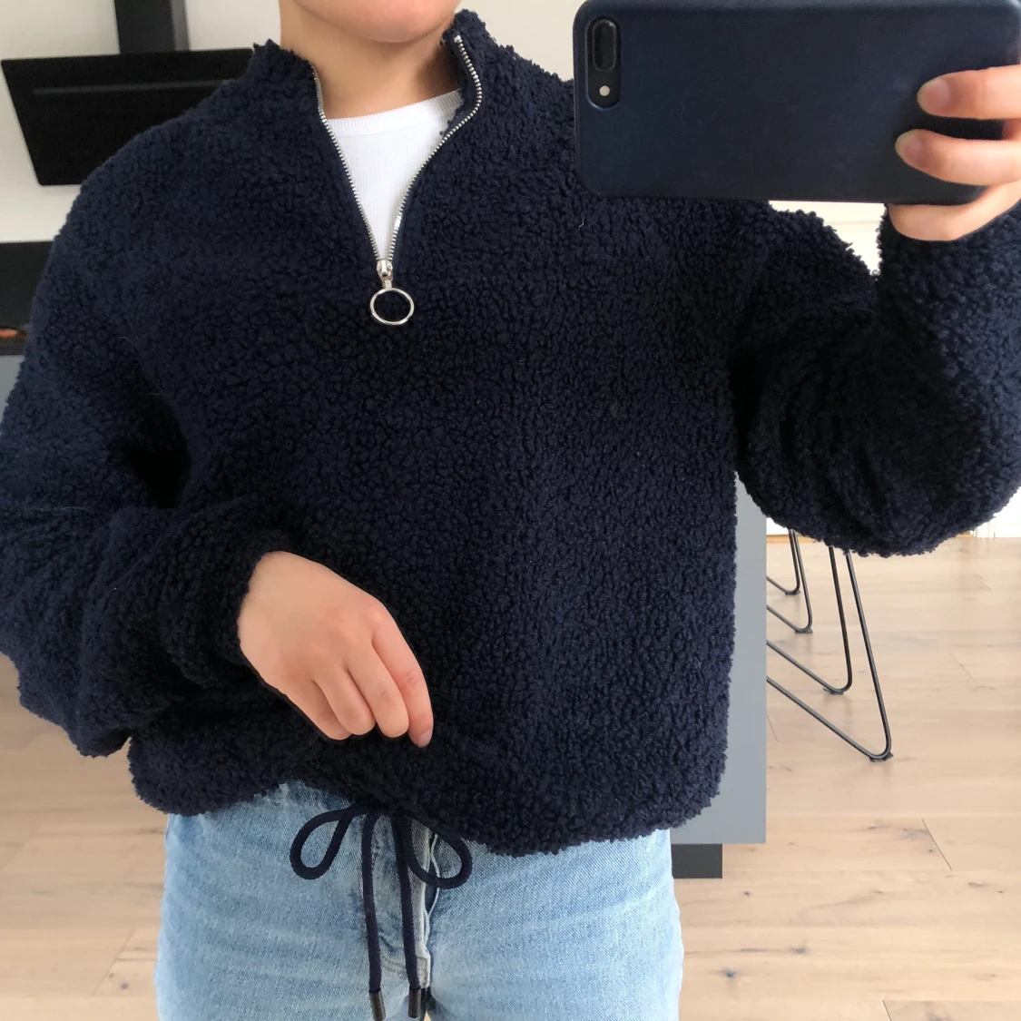 Fluffig tröja med zip