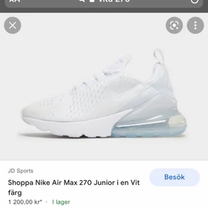 nike 270 vita  - säljer bara dom för ett bra pris, köpta för 1299 från footloker, inte så använda, skriv för mer bilder 