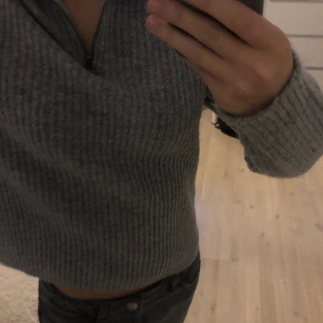 Stickad tröja med dragskedja - 90