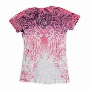 Mall goth tröja  - Skit snygg mall goth tröja från Sinful. Den är i storleken M men passar både en S och L för den är stretchig. Den har ett väldigt vackert tryck på mig med små diameter på. Den har dock en liten fläck på sista bilden men den är extremt liten och snynns inte när man har på sig tröjan. 