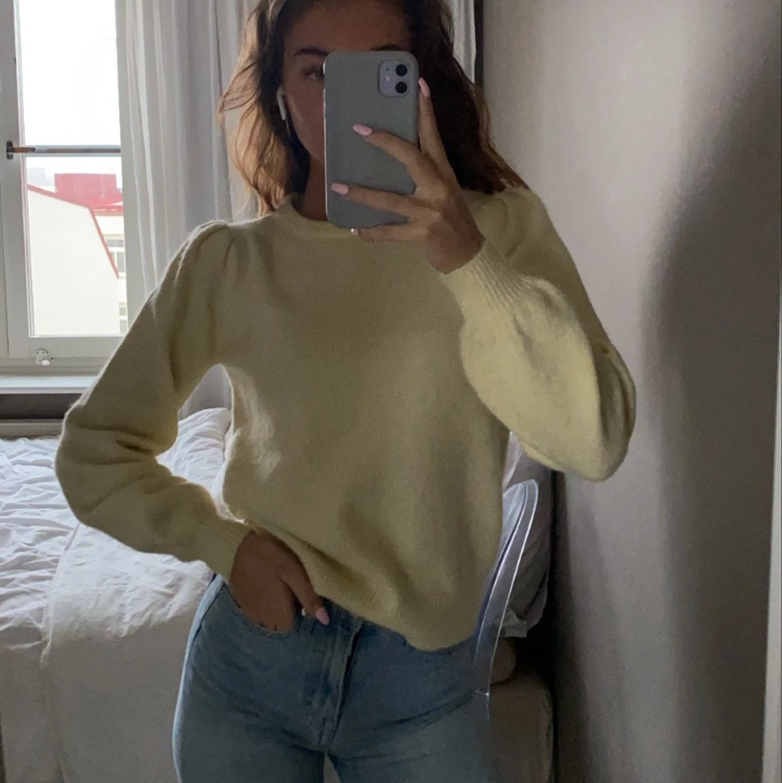 Stickad gul tröja  - 90