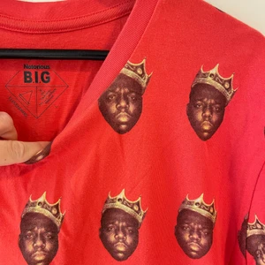 BIGGIE T-SHIRT - Röd t-shirt från eleven paris, med tryck av Biggie Smalls ansikte över hela samt tryck på ryggen. Knappt använd. 