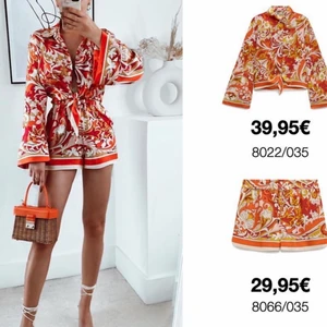 Säljer Zara set - Väldigt populär set säljes, är JÄTTE små i storlekar då jag i vanligtvis är S men fick gå upp till M på tröjan och L på shortsen då jag ville att de skulle sitta lite lösare (som på bilden) köptes för 760kr. Använd 1 gång som ny