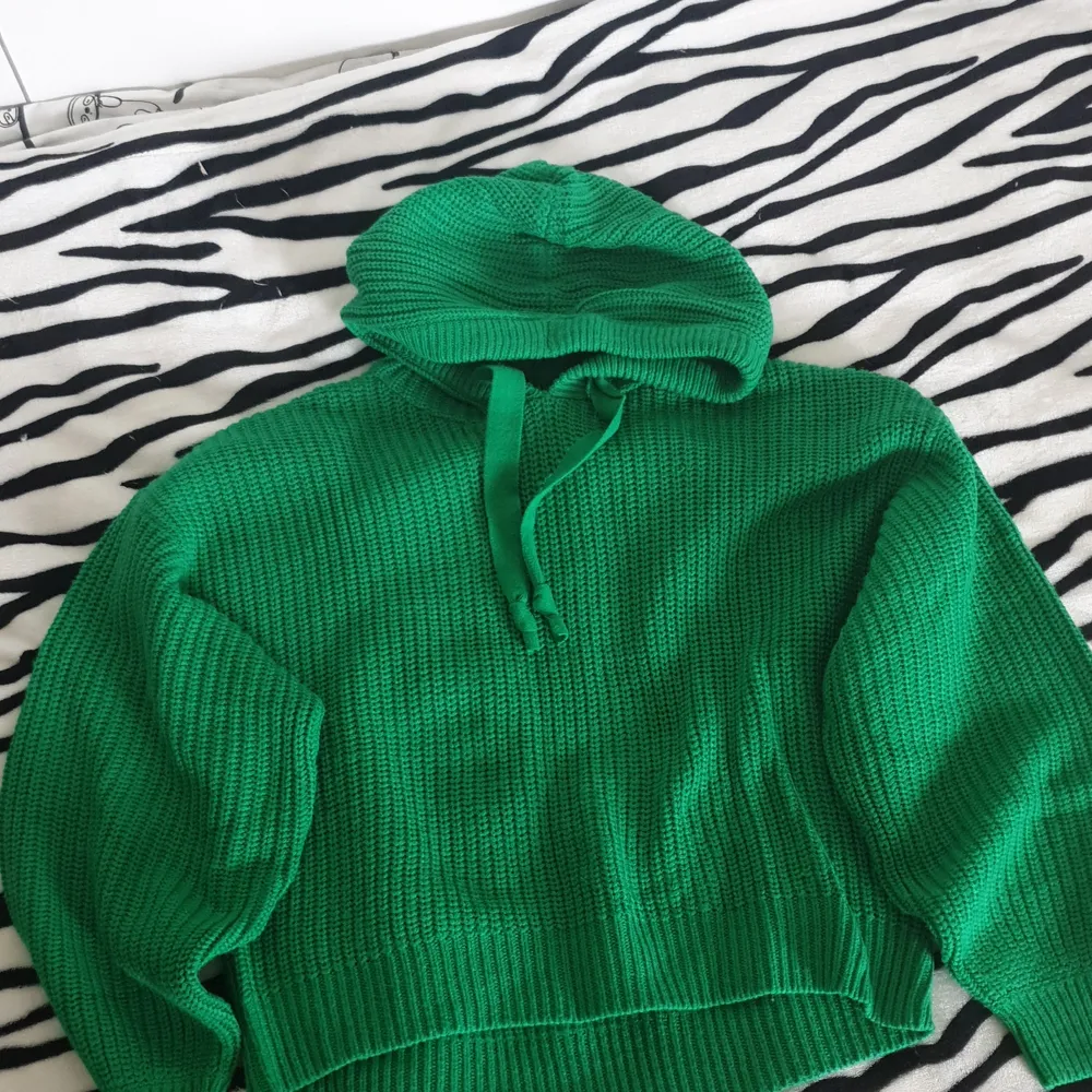 Grön maglång hoodie med stora ärmar. Använt skick utan skador. . Hoodies.