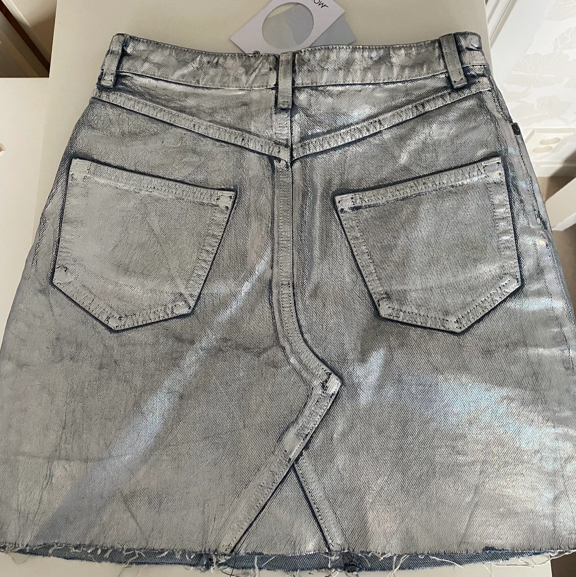 Silver Denim Skirt-Highwaisted - 90