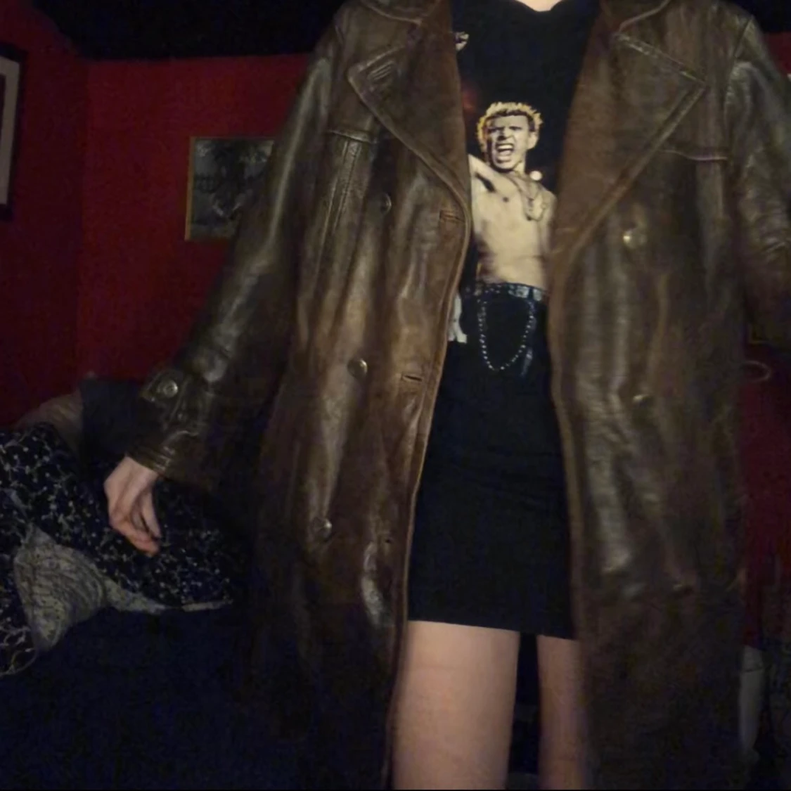 brun skinn kappa / rock - 90