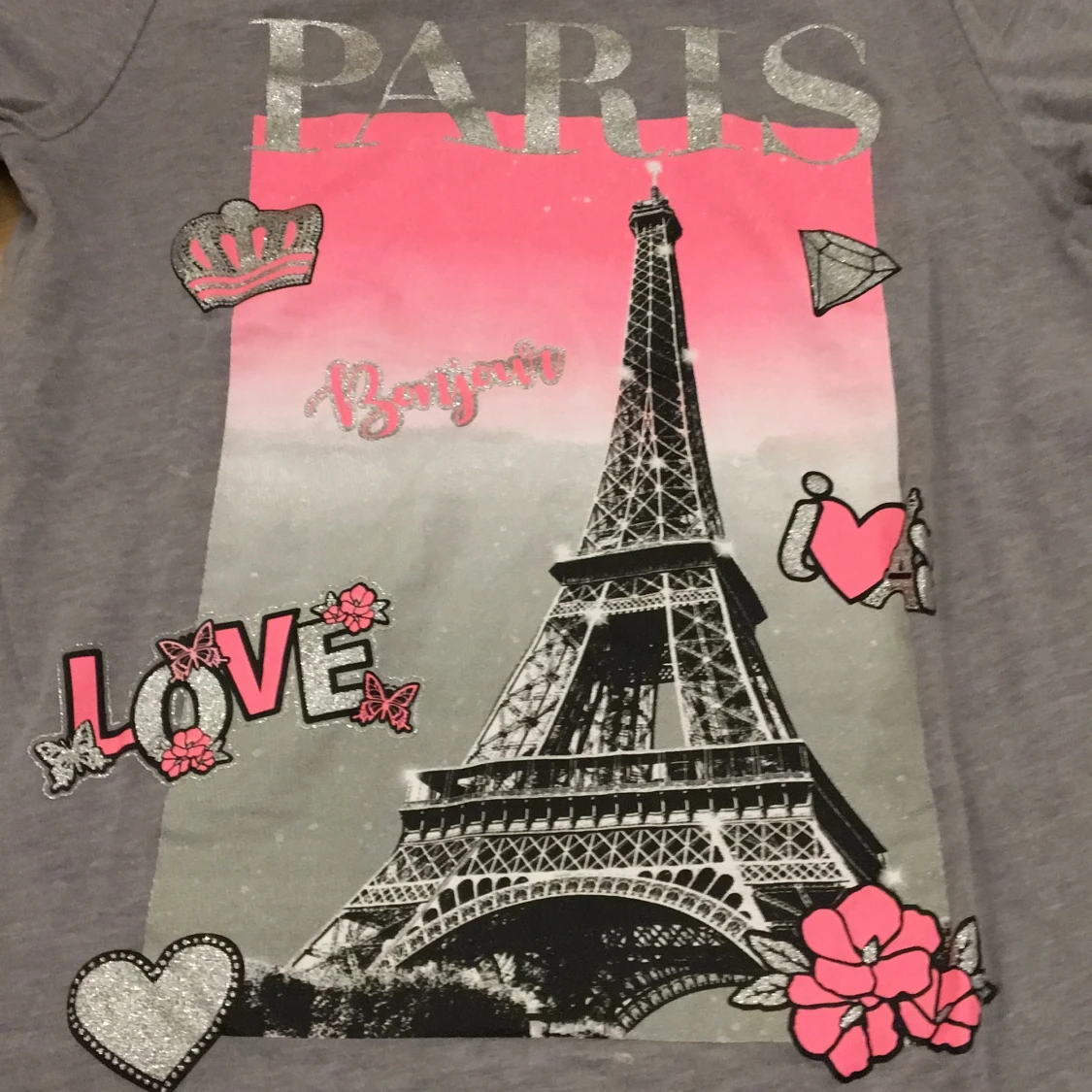 En fin grå rosa Paris T-shirt  - 91
