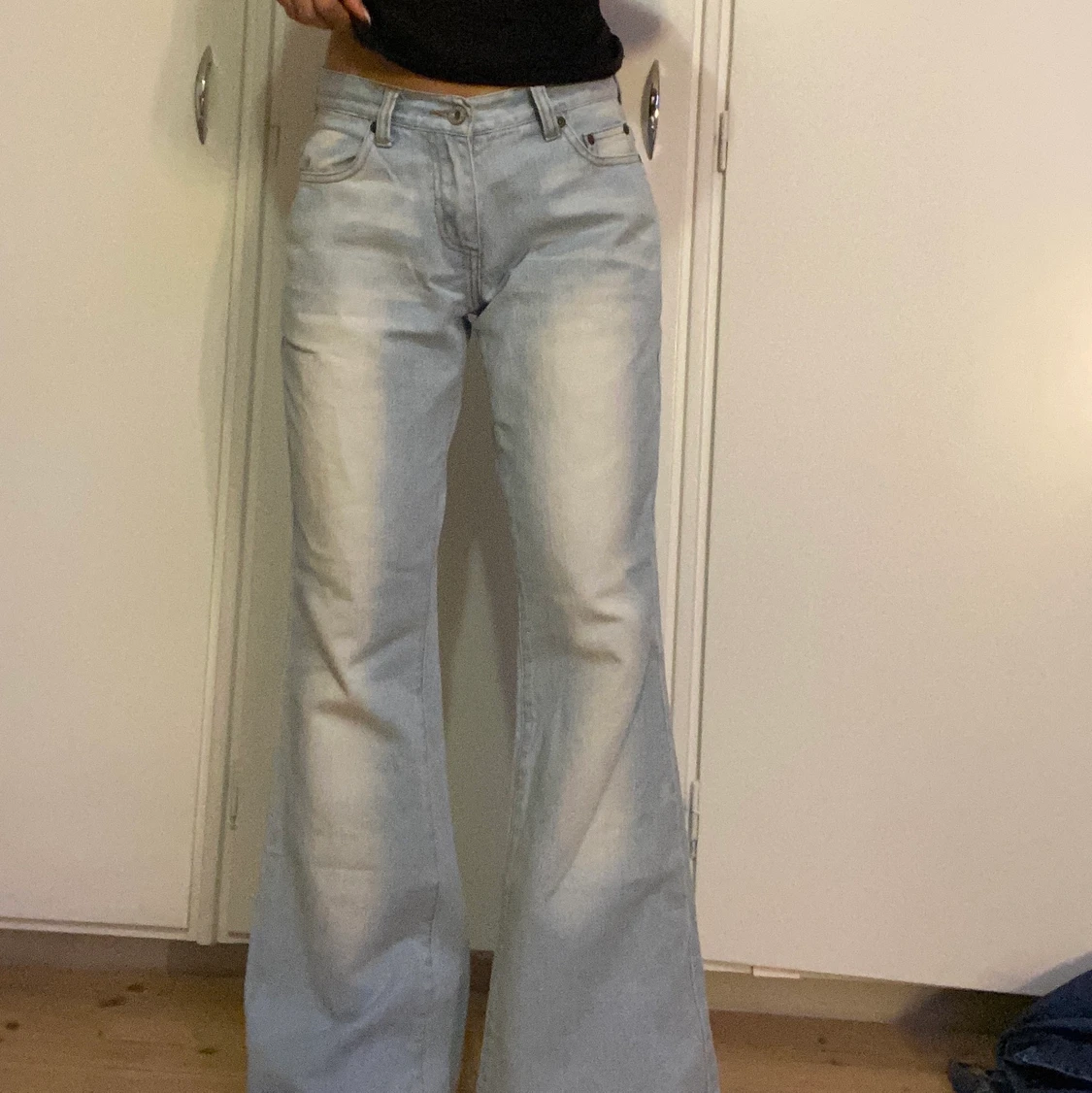Blå lowrise wide leg jeans - 91