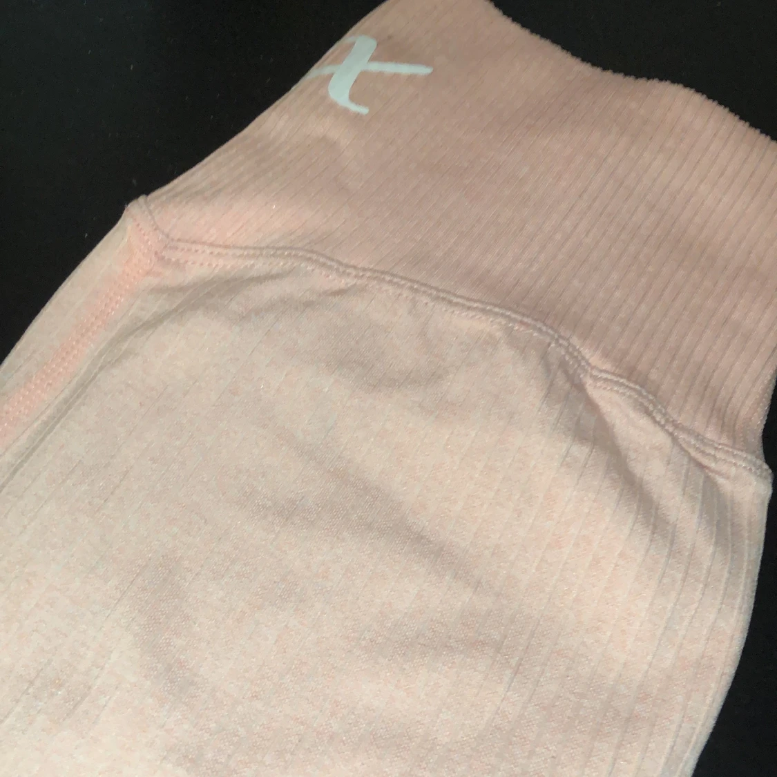 Ribbade ljusrosa träningstights - 91