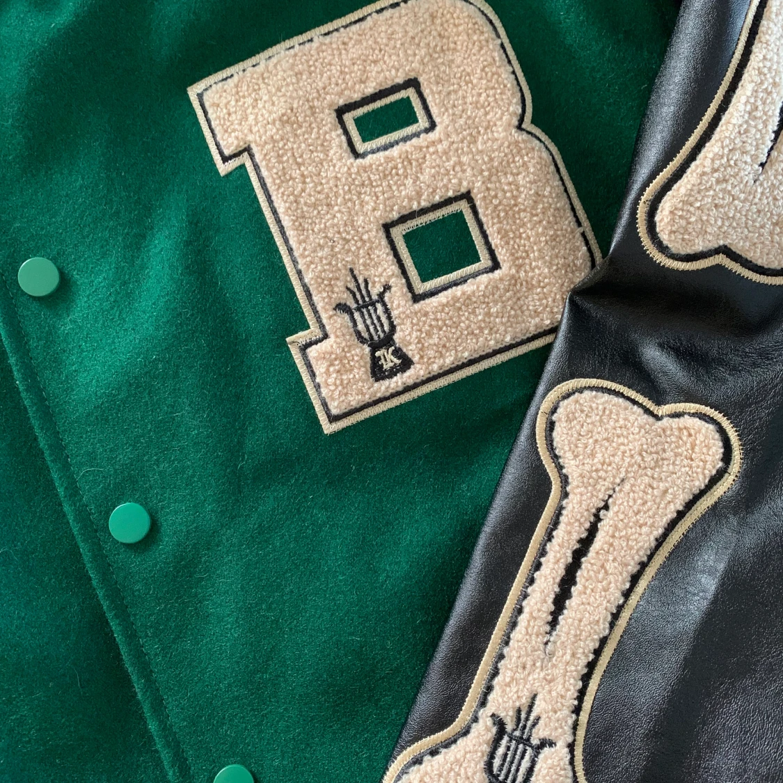 Aelfric Eden Vintage "Bone" PU Flocking Varsity Jacket - 91